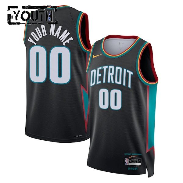 Detroit Pistons Trikot Benutzerdefinierte Nike 2025-26 City Edition Schwarz Swingman - Kinder Detroit Pistons Trikot Benutzerdefinierte Nike 2025-26 City Edition Schwarz Swingman - Kinder